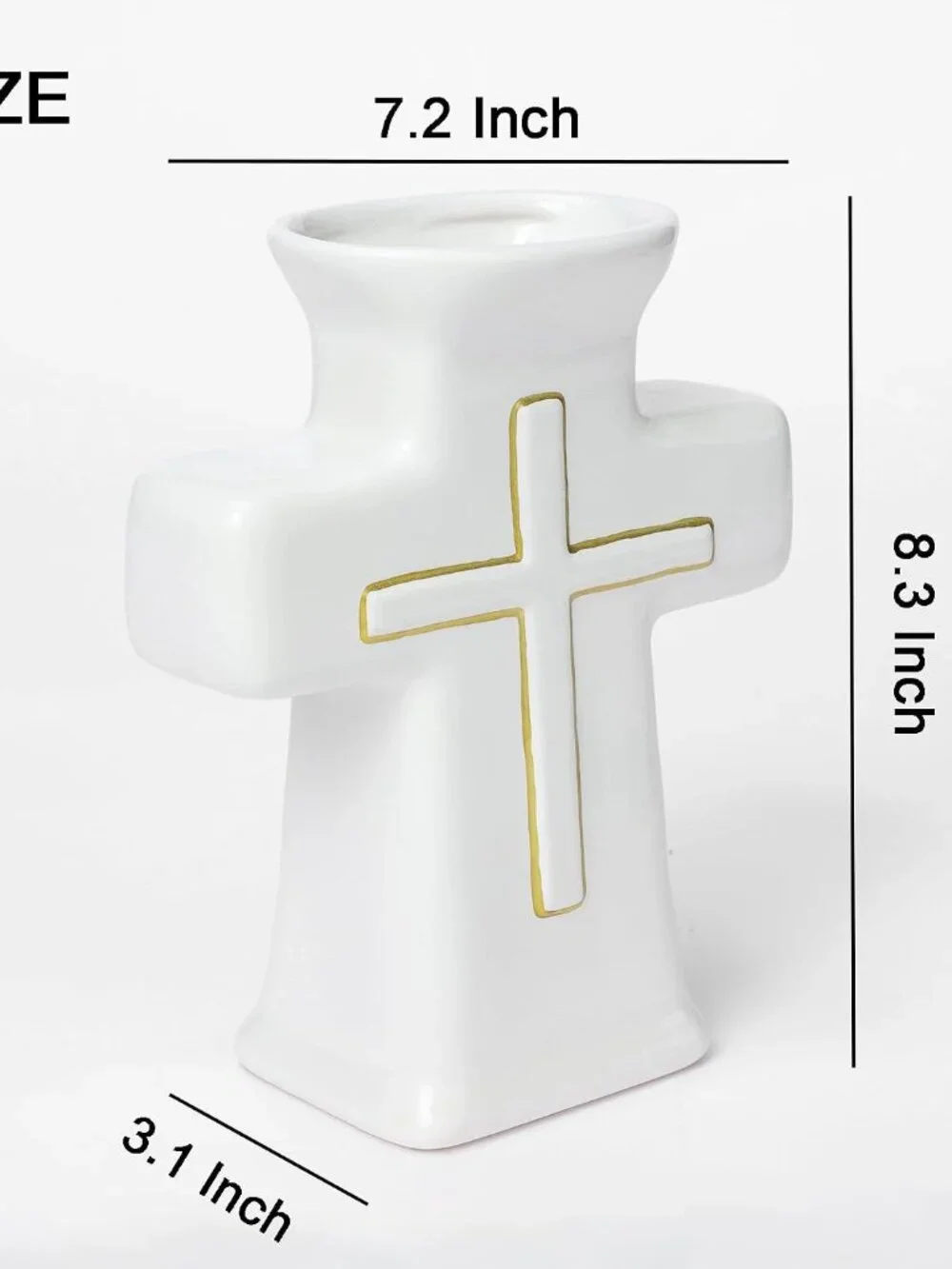 White Ceramic Cross Vase for Home Decor NEW